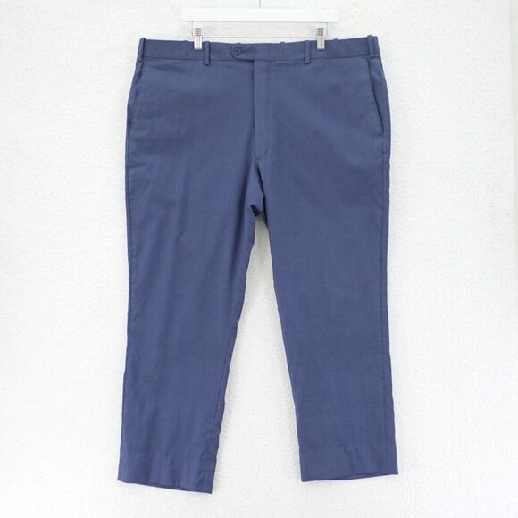 JB Britches Wool Dress Pants Trousers Blue Flat Front High Rise 42 / 28 Italy Li - Picture 1 of 7